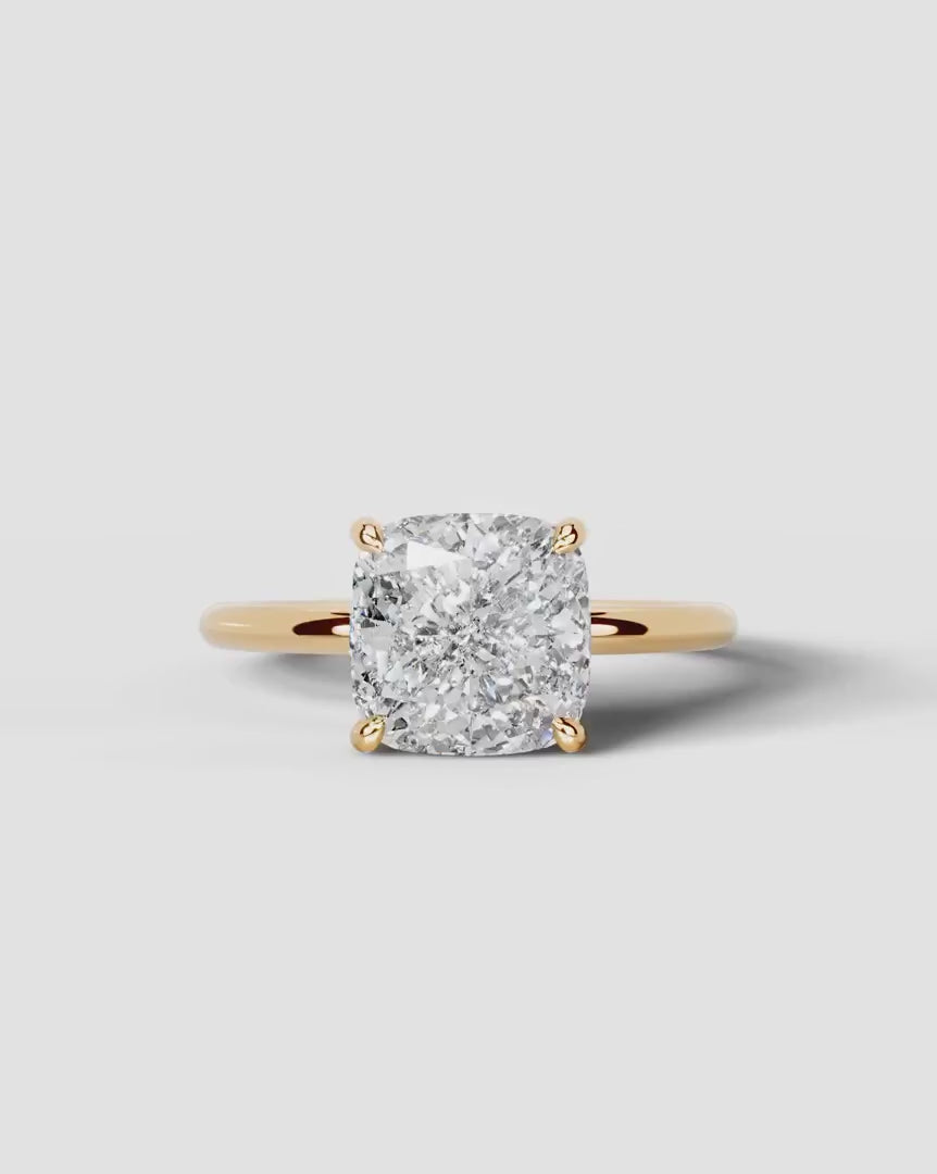 2 Carat Lab Grown Square Cushion Diamond Pavé Basket Ring
