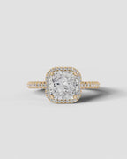 2 Carat Lab Grown Diamond Viviana Cushion Cut Pavé Halo Engagement Ring