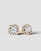 Lab Grown Diamond Asscher Cut Halo Stud Earrings