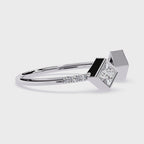 Princess Cut Diamond Ring – Lab Grown Open Adjustable Modern Minimalist Diamond Jewelry- Lustraa’s Open Band Ring