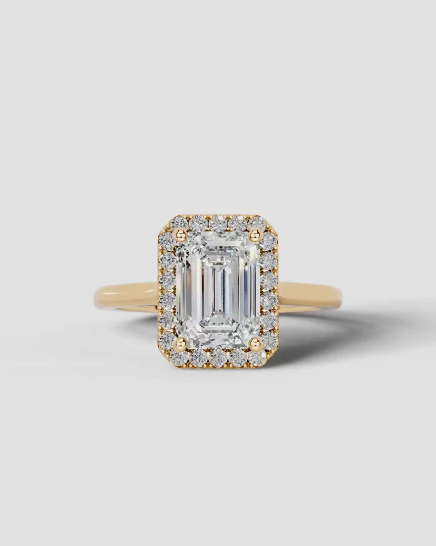 2 Carat Lab Grown Emerald Cut Diamond Halo Ring