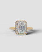 2 Carat Lab Grown Emerald Cut Diamond Halo Ring