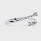 Baguette & Pavé Lab Grown Diamond Statement Ring - Minimalist Adjustable Ring - Lustraa’s Open Band Ring
