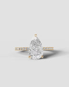 2 Carat Lab Grown Diamond Celestia Pear Cut Sidestone Engagement Ring