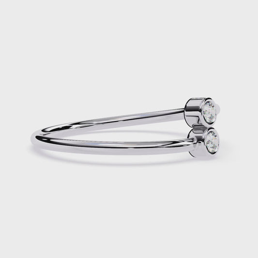 Minimalist Double Bezel Diamond Ring | Lab Grown Open Stackable Ring | Dainty Two Stone Promise Ring- Lustraa’s Open Band Ring