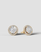 Lab Grown Diamond Pillow Precision Square Cushion Cut Halo Stud Earrings