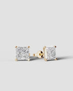 Lab Grown Diamond Geometric Edge Princess Cut Solitaire Stud Earrings