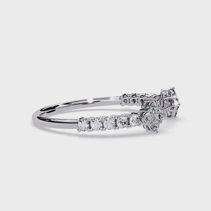 Floral Diamond Stackable Ring | Lab Grown Diamond Half Eternity Ring | Beaded Diamond Band -Lustraa’s Floral Ring