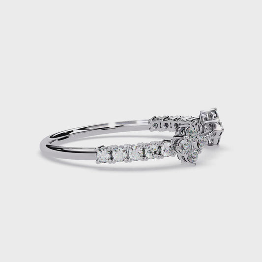 Floral Diamond Stackable Ring | Lab Grown Diamond Half Eternity Ring | Beaded Diamond Band -Lustraa’s Floral Ring