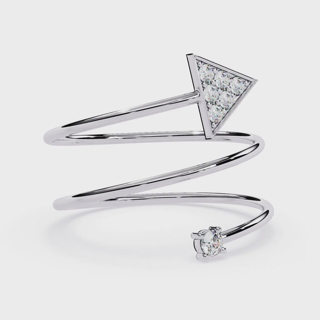 Arrow Spiral Geometric Triangle Lab Grown Open Wrap Adjustable Minimalist Ring – Lustraa’s Open Band Ring