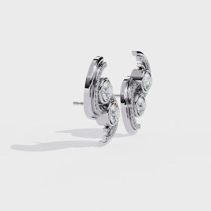 2.05 Carat Modern Swirl Lab Grown Diamond Earrings | Dual Round Diamond Studs | Ethical Sustainable Designer Jewelry –Lustraa’s Diamond Earrings