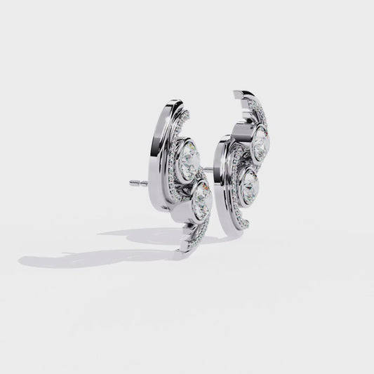 2.05 Carat Modern Swirl Lab Grown Diamond Earrings | Dual Round Diamond Studs | Ethical Sustainable Designer Jewelry –Lustraa’s Diamond Earrings