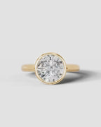 2 Carat Lab Grown Round Cut Diamond Bezel Set Solitaire Ring