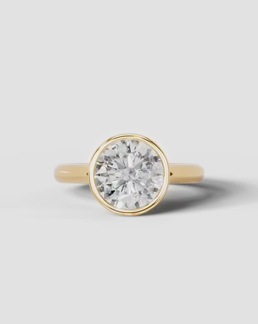 2 Carat Lab Grown Round Cut Diamond Bezel Set Solitaire Ring