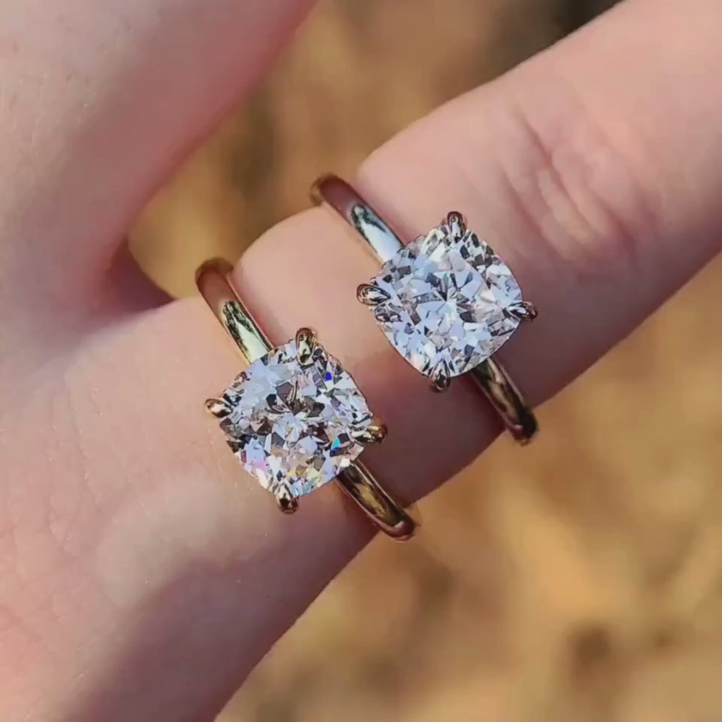 Cushion Cut Lab Grown Diamond Solitaire Engagement Ring –  Classic Cushion Diamond Ring in Elegant Band – Lustraa’s Solitaire Ring