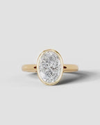 2 Carat Lab Grown Oval Cut Diamond Bezel Set Solitaire Ring