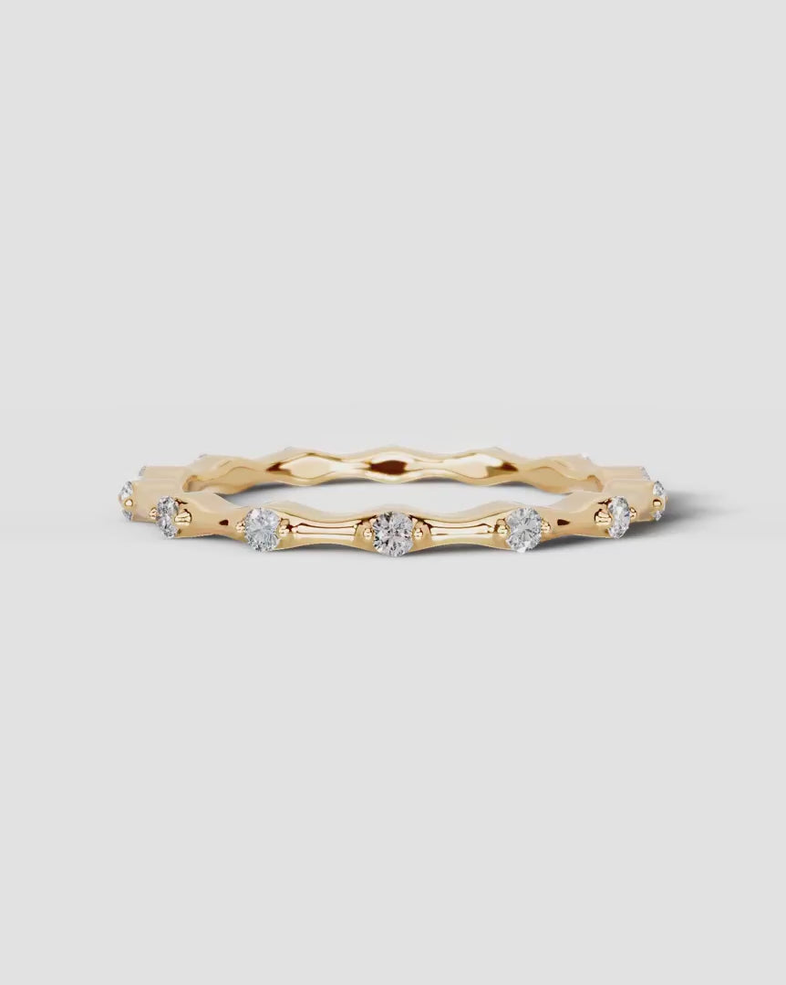 Lab Grown Diamond Round Cut Dot and Bar Bezel Eternity Wedding Band Ring