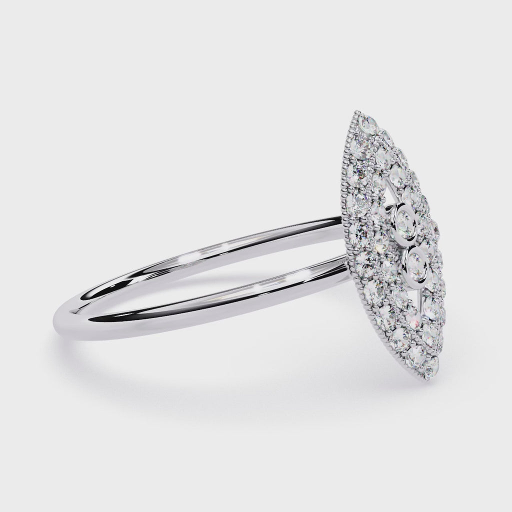 Marquise Inspired Diamond Ring – Evil Eye Dainty Lab Grown Ring with Round Cut Stones – Lustraa’s Minimalist Ring