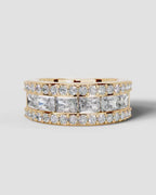 Lab Grown Diamond Elongated Radiant Cut Triple Row Pavé Wedding Band Ring