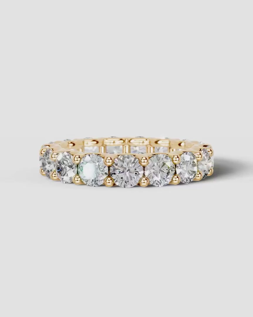 Lab Grown Diamond Round Cut Shared Prong Eternity Wedding Band Ring