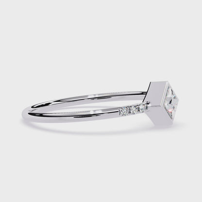 Princess Cut Lab Grown Diamond Ring| Bezel Set Pavé Band Ring | Minimalist Engagement Ring – Lustraa’s Minimalist Ring
