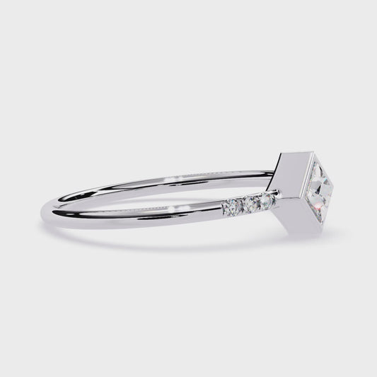 Princess Cut Lab Grown Diamond Ring| Bezel Set Pavé Band Ring | Minimalist Engagement Ring – Lustraa’s Minimalist Ring