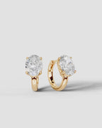 Lab Grown Diamond Oval Solitaire Huggie Hoop Earrings