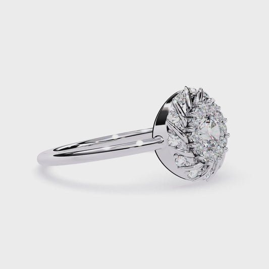 Halo Twist Diamond Ring– Designer Statement Ring- Floral Diamond Engagement Ring -Lustraa’s Floral Ring