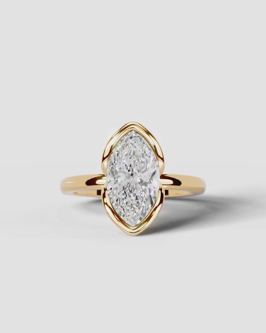2 Carat Lab Grown Marquise Diamond Split Bezel Solitaire Ring