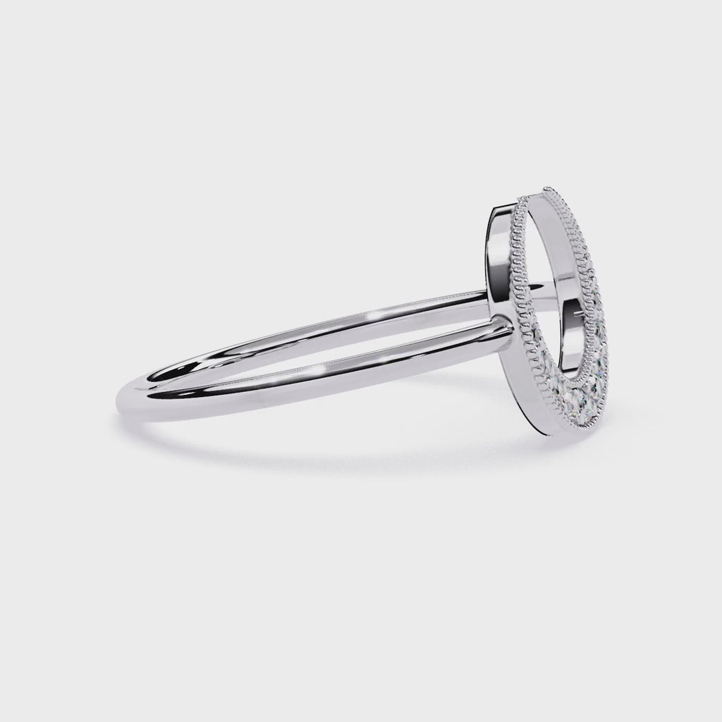 Crescent Moon Lab Grown Milgrain Celestial Ring - Lustraa’s Milgrain Ring