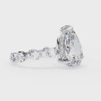 Pear Shaped Diamond Engagement Ring – 3.06 CT Lab Grown Hidden Halo Ring with Designer Band – Lustraa’s Fancy Solitaire Ring