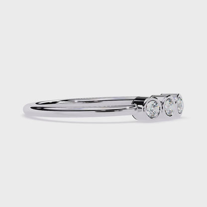 Three Stone Lab Grown Diamond Ring | Minimalist Bezel Set Diamond Band | Dainty Stackable Ring | Ethical Promise Ring -Lustraa’s Stackable Ring