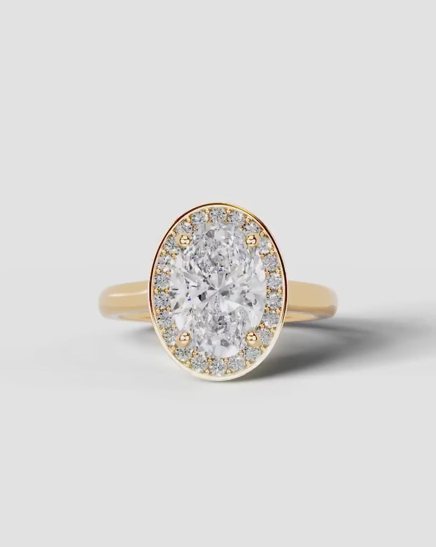 2 Carat Lab Grown – The Aurelia Oval Cut Bezel Halo Engagement Ring
