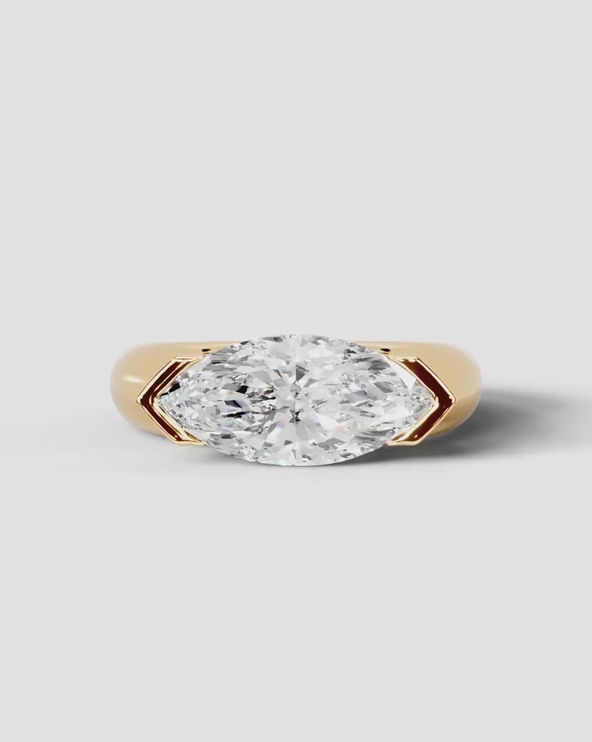 2 Carat Lab Grown Marquise Cut Diamond Gold Ring