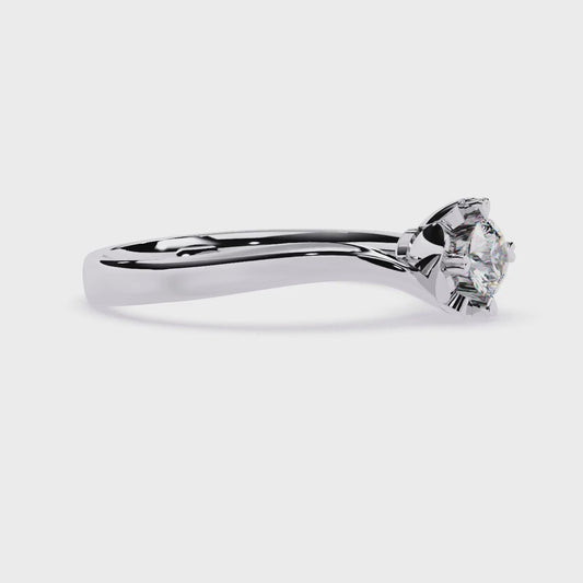 Solitaire Ring with Round Lab Grown Diamond | Modern Floral Engagement Ring | Minimalist Promise Ring - Lustraa’s Solitaire Ring