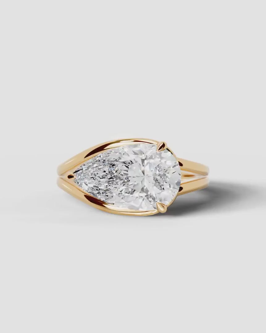 2 Carat Lab Grown Pear Cut Diamond Split Shank Ring