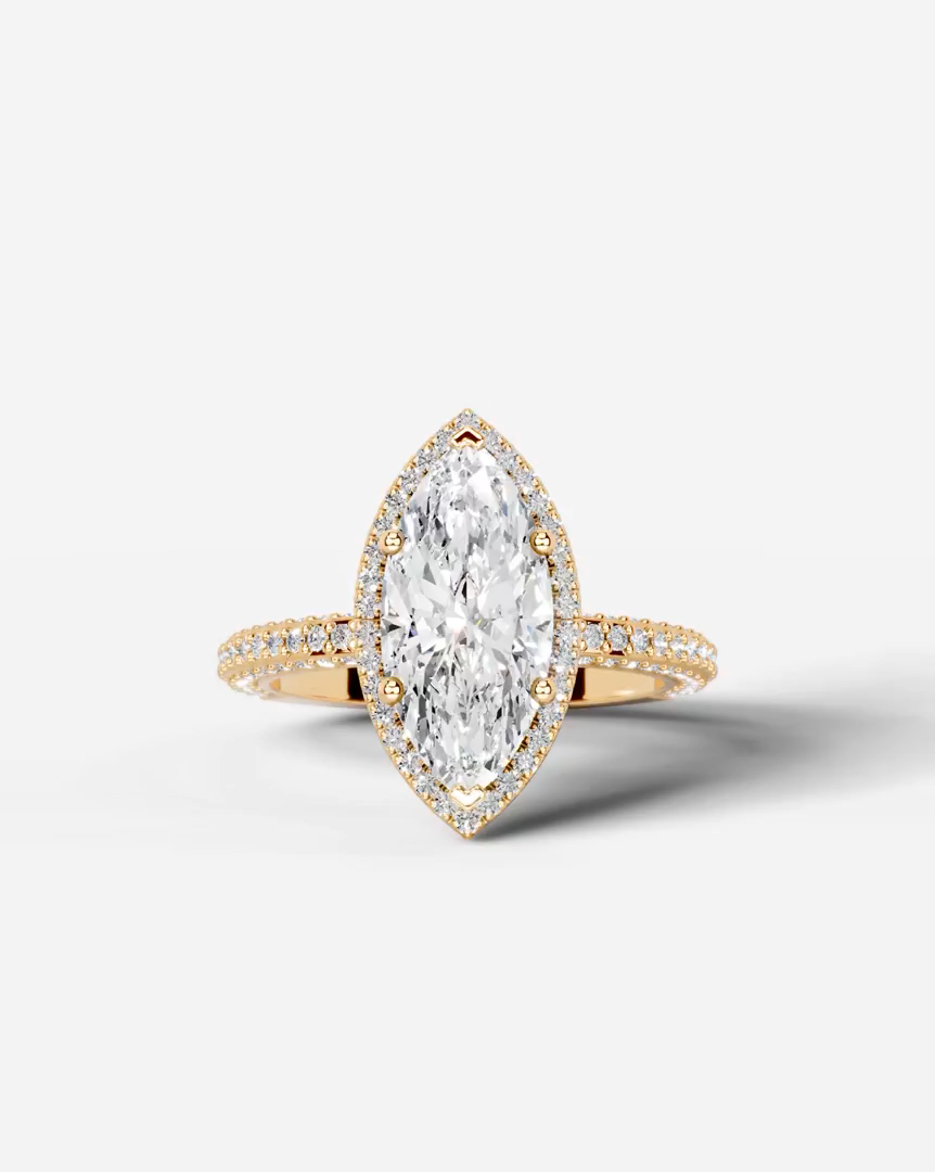 2 Carat Lab Grown Diamond Callista Marquise Cut Pavé Halo Engagement Ring